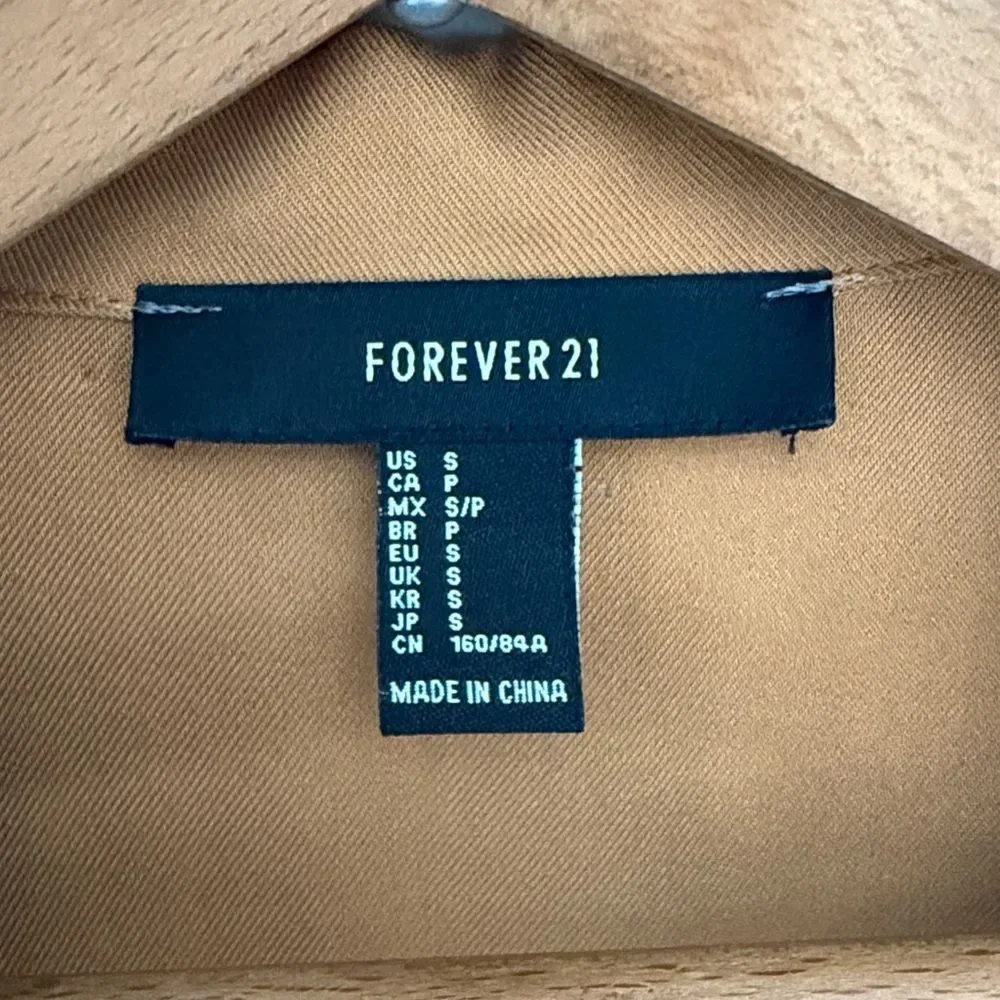 Forever 21 Mustard Yellow Longline Tie Waist Lightweight Blazer Jacket